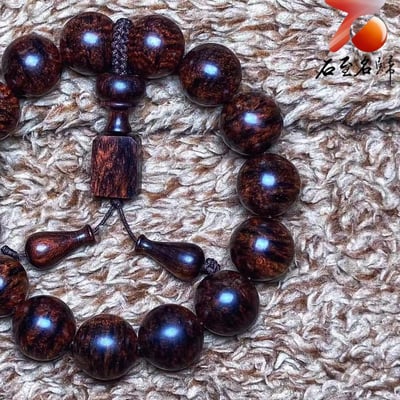 臻藏 海南黃花梨老料 爆滿芝麻點15mm手珠 重量30克4