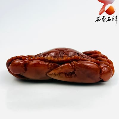 老撾石手工精雕 張國民老師作品【赤甲凝紅・富甲一方】2