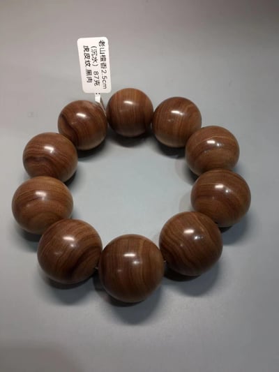 限量4條 印度老山檀香邁索爾正區虎皮紋黑油沉水 25mm手珠14