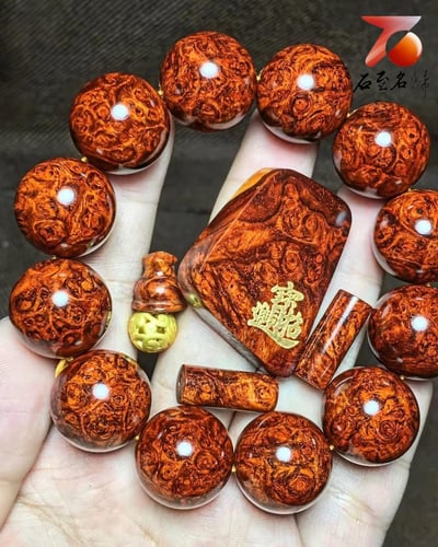 印度小葉紫檀 老料爆滿特殊瘤疤20mm手珠【招財進寶】2