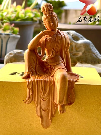 天然崖柏木整料雕 【自在觀音】附精美收藏禮盒4