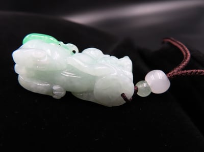 純天然綠翡翠 A貨可鑑定【招財貔貅項鍊/掛件】3