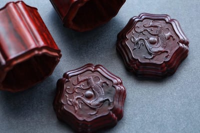 印度小葉紫檀整料純手工雕刻【招財螭龍-茶葉罐一對】3