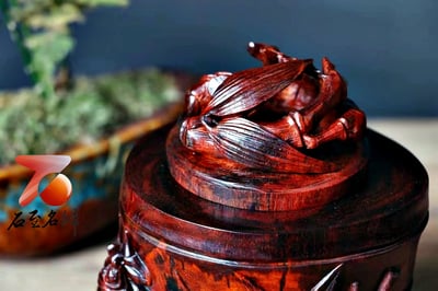 印度小葉紫檀精雕茶葉罐 【一鳴驚人】6