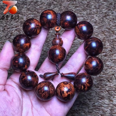 臻藏 降香味濃郁 海南黃花梨老料芝麻花+瘤疤20mm手珠5