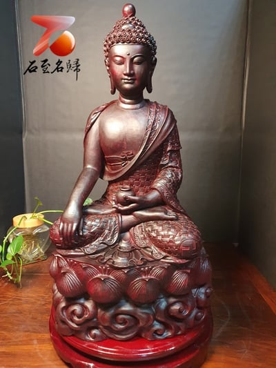 印度小葉紫檀清刀款 木雕狀元親工大作【藥師佛】1