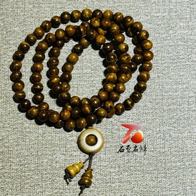 天然 嚴選金絲楠木小葉楨楠老料爆滿水波紋 8mm×108顆手串8