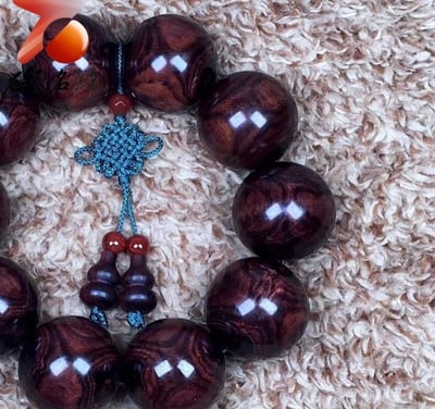 臻品 海南黃花梨絕品紫油梨沉水老料25mm手珠 重量97.1克3