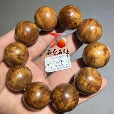天然 金絲楠木小葉楨楠｜水波瘤疤 25mm手珠2號4