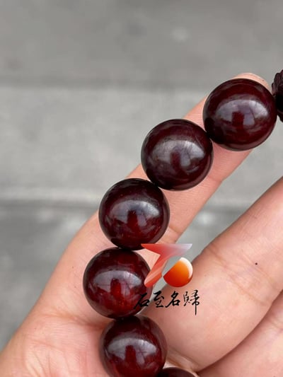 天然 印度小葉紫檀玻璃底老料 高油高密15mm手珠【招財貔貅】3