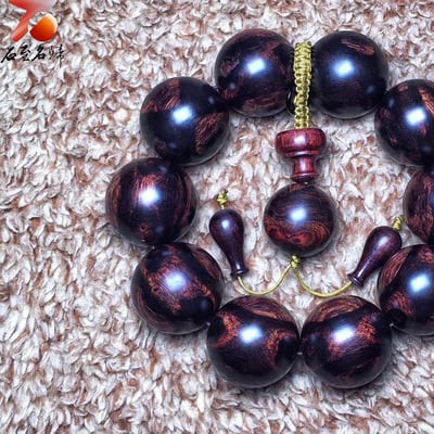 海南黃花梨 限量一木二串 絕品紫油梨熊貓對眼 25mm手珠 重量77.8克 / 76.7克3