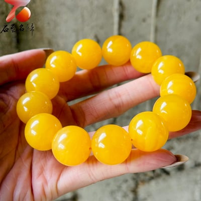 驚艷時光的瑰寶 | 純天然雞油紅18mm+蜜蠟手串6