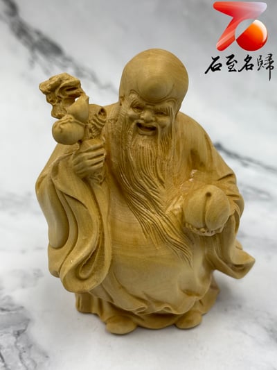 黃楊木精雕作品【福祿壽仙翁套組】7