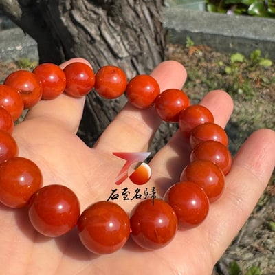 天然 保山南紅瑪瑙 啞光細膩精品13mm×18顆手珠4