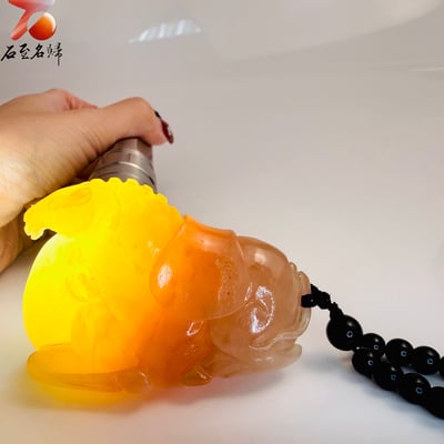 天然 老撾結晶朱砂石 全透光石質【桃霞瑞駿】馬年開運石雕/手把件7