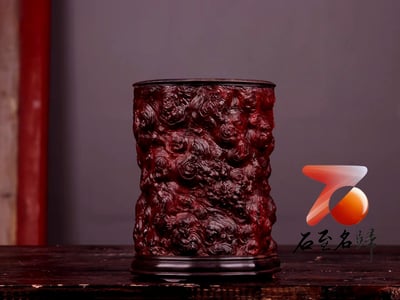 印度小葉紫檀 清刀款筆筒【反璞歸真】7