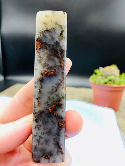 羊脂玉水草雞血章1