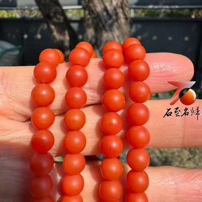 天然 保山南紅瑪瑙 啞光細膩精品7mm×108顆手串3