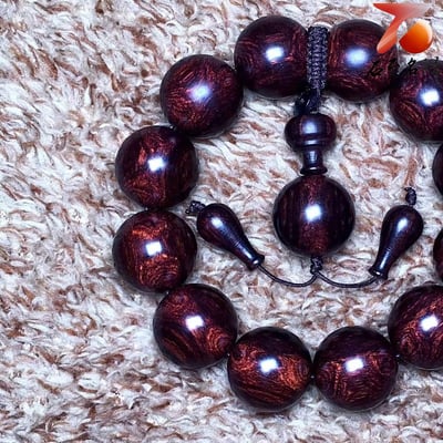 頂藏 海南黃花梨 紫油梨極品老料20mm手珠 閃電光X紋對眼鬼臉 重量58.1公克2