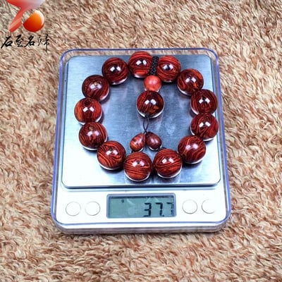 海南黃花梨野生料虎皮紋+天眼18mm手珠【二郎神天眼】 重量37.7克7