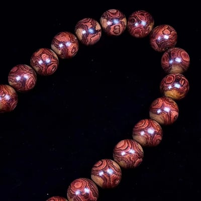 海南黃花梨野生料 X紋對眼鬼臉30mm手持、手串 重量261.3克4