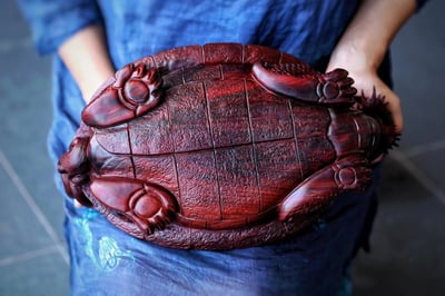 印度小葉紫檀整料手工雕【龍龜-輩輩富貴】8