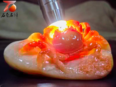 老撾高山石手工精雕 張國民老師作品【步步高升，八方來財】11