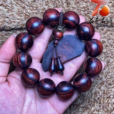 臻藏 海南黃花梨 紫油梨沉水老料20mm手珠 重量55.8克5