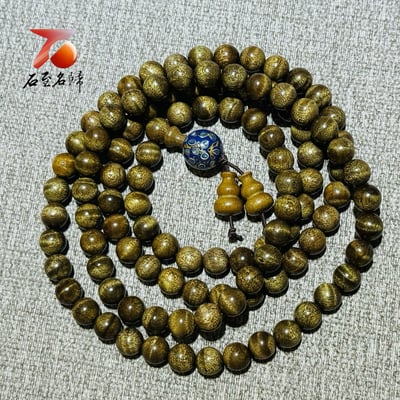 天然 嚴選金絲楠木小葉楨楠老料爆滿水波紋 8mm×108顆手串5