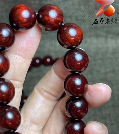 印度小葉紫檀高油高密 少金星玻璃底老料15mm沉水手珠3