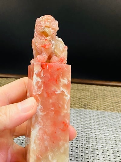 巴林粉凍雞血石印章6