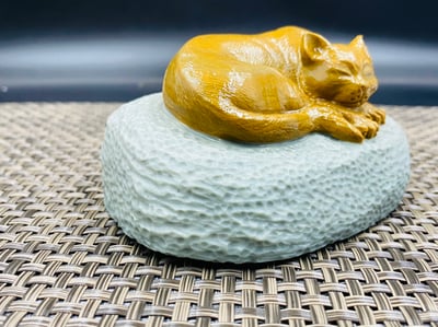 天然巧雕 壽山山秀園石系列【優雅小貓】4