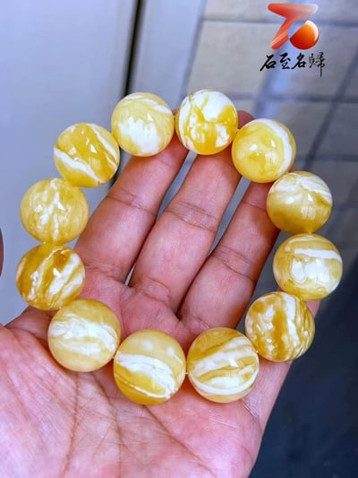 頂級俄料蜜蠟 妖花瓷白19.2mm手串1