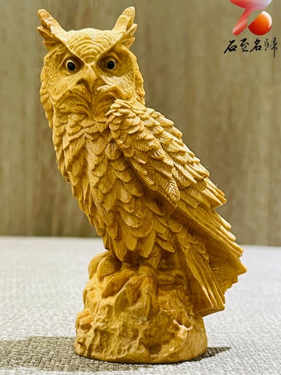 天然崖柏木整料雕 【貓頭鷹】附精美收藏禮盒2