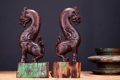 印度小葉紫檀【飛天麒麟】一對7