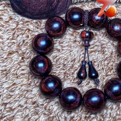 臻藏 海南黃花梨 天眼紋紫油梨沉水老料20mm手珠 重量56.8克 2