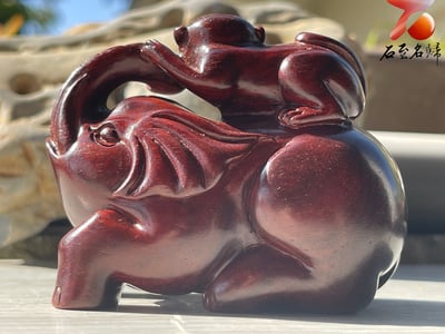 印度小葉紫檀高油密二膘料 湘工手作【封猴拜象】1