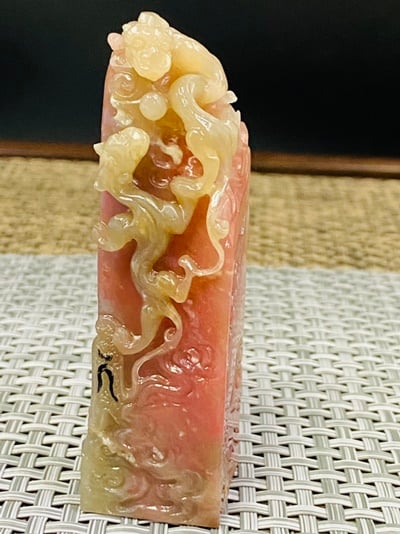 巴林粉凍雞血石印章-洪福齊天2