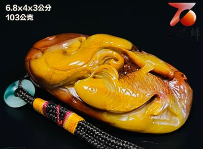 精美壽山石 老師傅手工雕刻【如魚得水】4