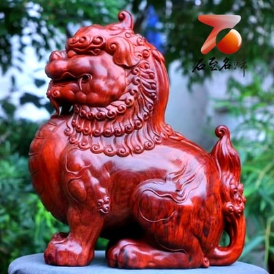 印度小葉紫檀高油密雞血紅泥料【瑞獸狻猊】1