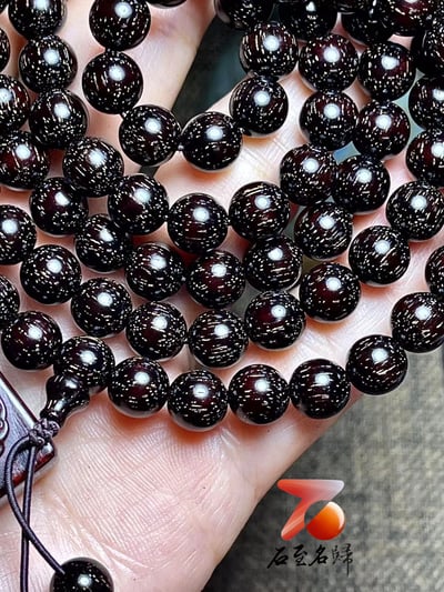 古墓派萬年老料 孤品僅此一串 印度小葉紫檀頂級老料滿粗星8mm×108顆5