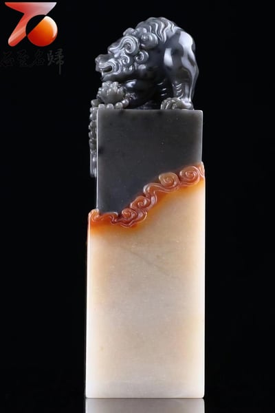 精品五彩老撾石大印章【招財進寶】2