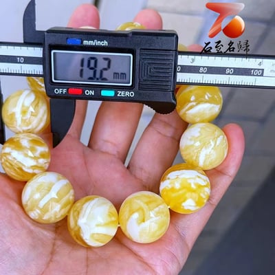 頂級俄料蜜蠟 妖花瓷白19.2mm手串2