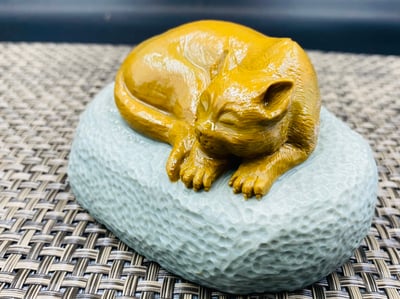 天然巧雕 壽山山秀園石系列【優雅小貓】3