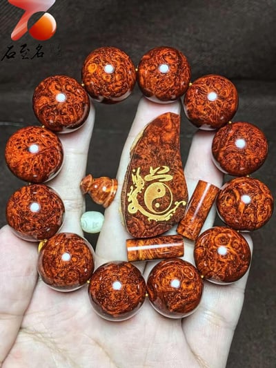 印度小葉紫檀20mm×12顆爆滿瘤疤+金星【道】1