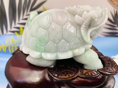 天然A貨 紫糯米翡翠帶翠綠 附收藏證書【龍龜】3