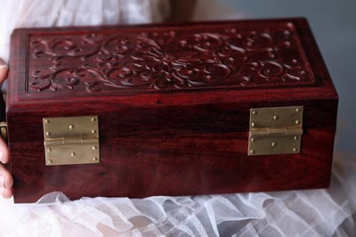 印度小葉紫檀榫卯製器【西番蓮雙層首飾盒】6