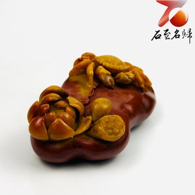 老撾石手工精雕 張國民老師作品【金蟹伴蓮・富貴連年】5