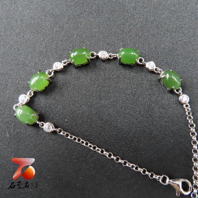 碧玉精品手鍊 附玉石證書與精美禮盒 925銀手鍊2