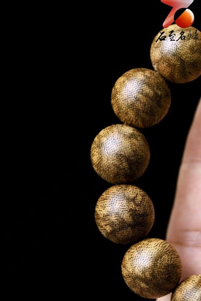 天然野生 老料柬埔寨虎斑紋沉香14mm×15顆  重量16克+3